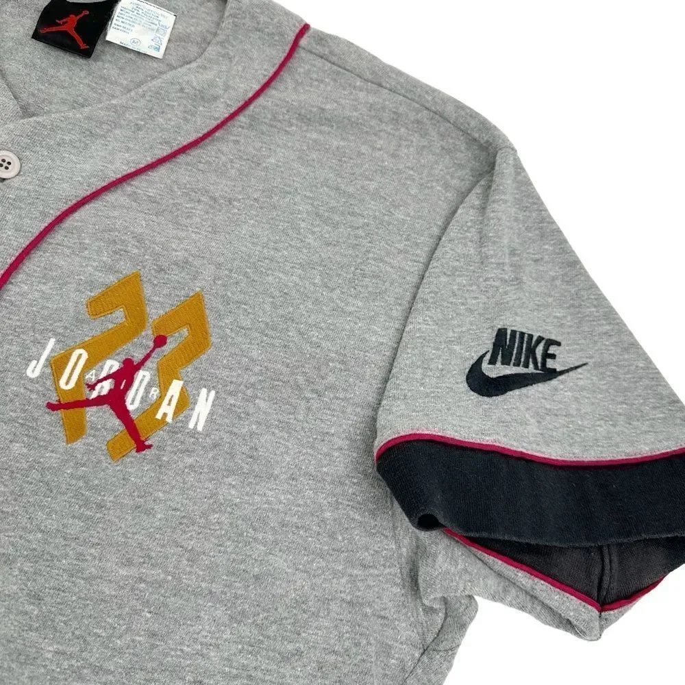 Vintage 90s Nike Air Jordan Baseball Jersey Mens M/L Gray